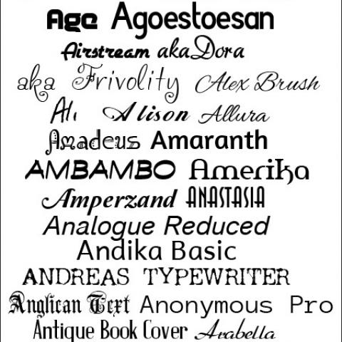 Fonts: The A List