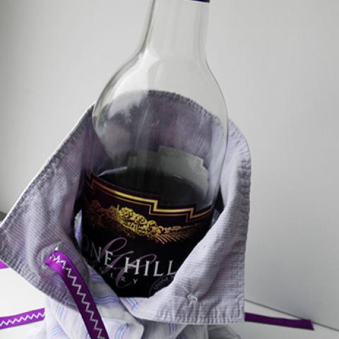 Recycled Shirt Sleeve Wine Tote